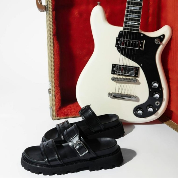 NEW Zadig and Voltaire Ride Mule Sandal Semi-Shiny Calfskin Black Calf Leather